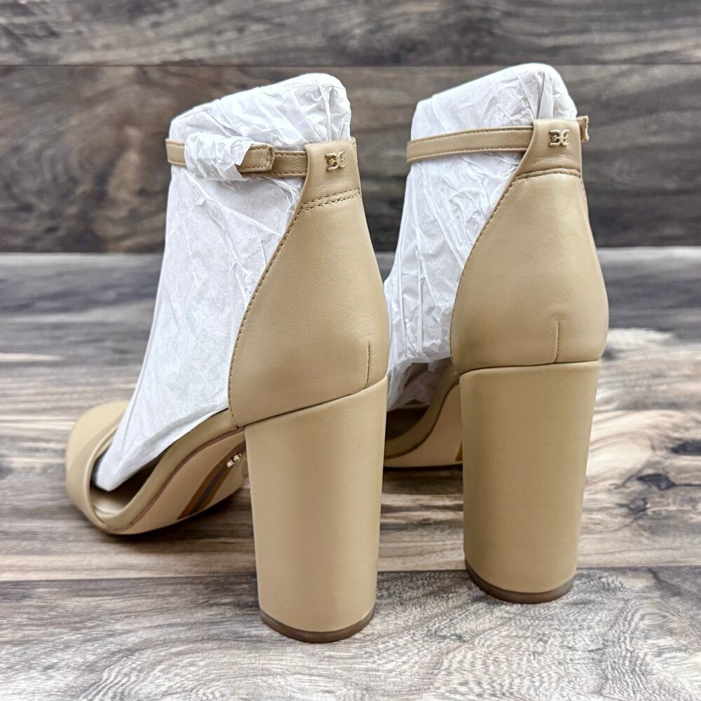 NIB Sam Edelman Yaro 9.5M Block Heel Ankle Strap Dress Sandal Beige Leather - Picture 7 of 10